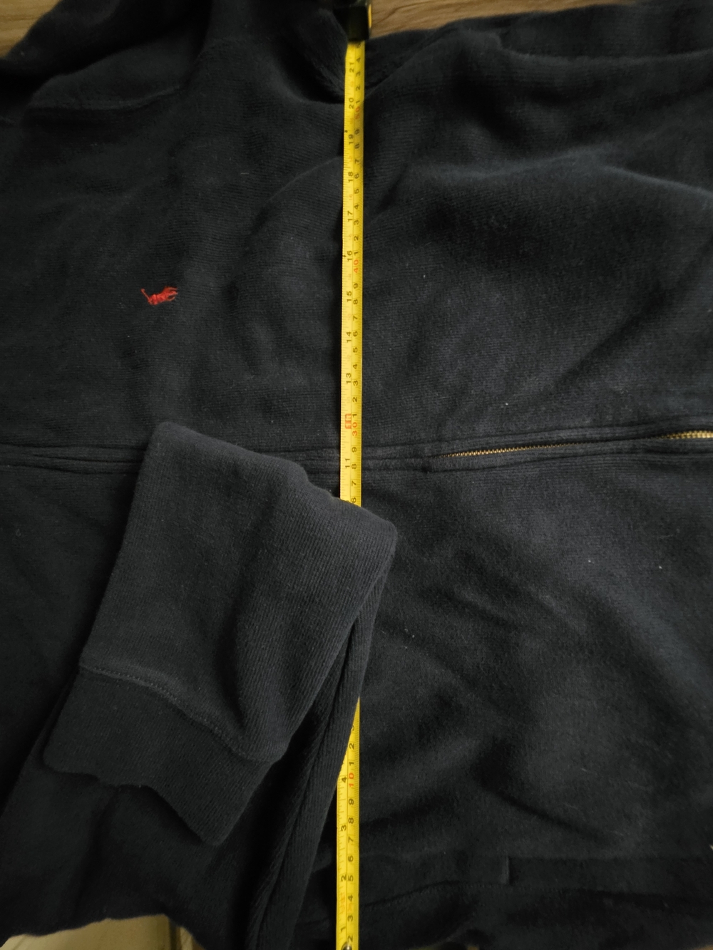 Men's Black Hooded Zip-Up Jacket with Red Embroidery